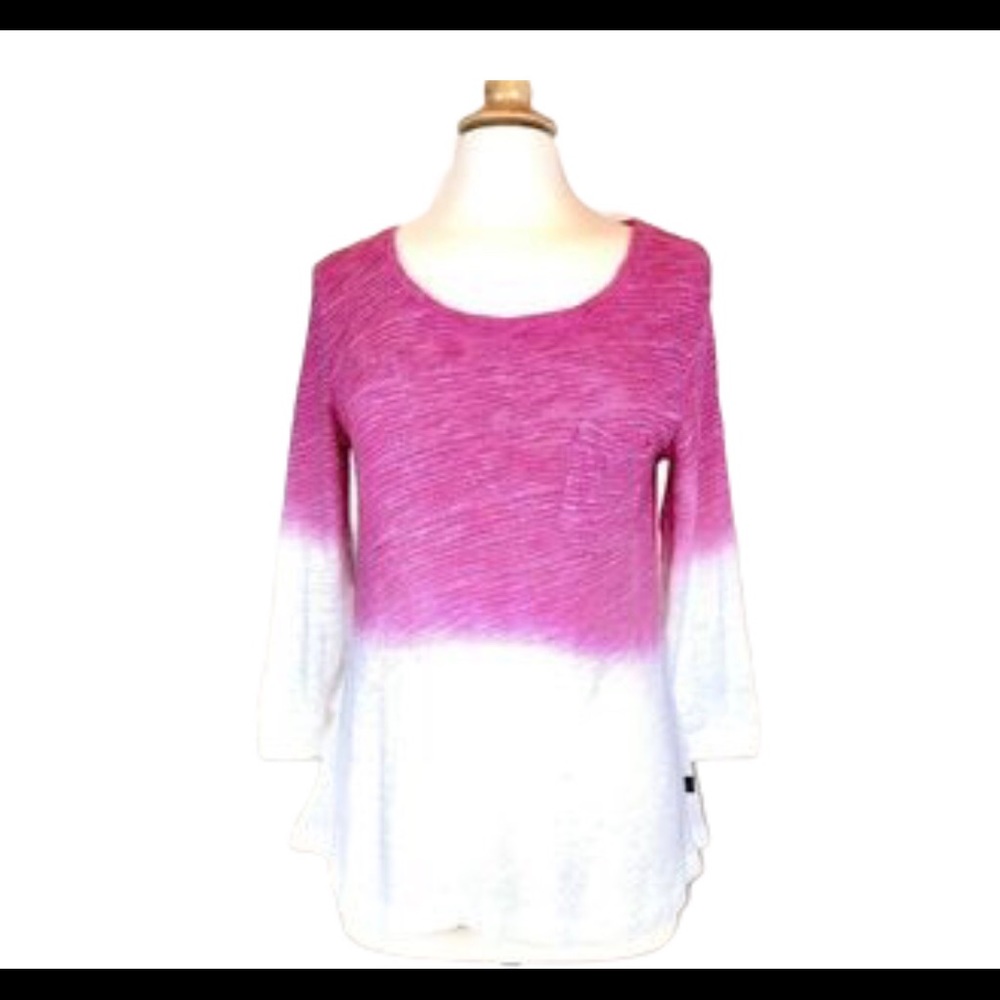 Z by Zobha Yoga Shirt L Ombre Tie Dye Pink White